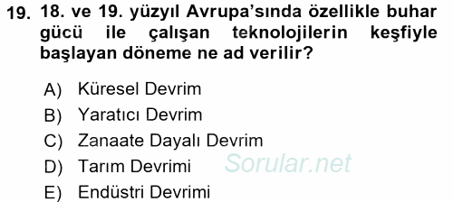 Küreselleşme ve Kültürlerarası İletişim 2016 - 2017 Dönem Sonu Sınavı 19.Soru