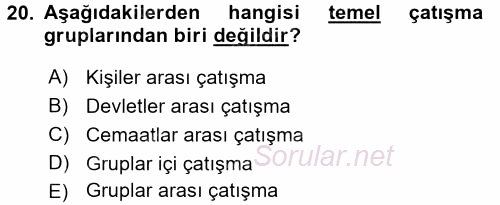 Küreselleşme ve Kültürlerarası İletişim 2016 - 2017 Dönem Sonu Sınavı 20.Soru