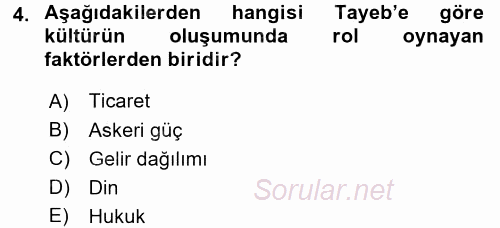 Küreselleşme ve Kültürlerarası İletişim 2016 - 2017 Dönem Sonu Sınavı 4.Soru