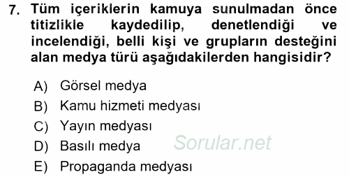 Küreselleşme ve Kültürlerarası İletişim 2016 - 2017 Dönem Sonu Sınavı 7.Soru