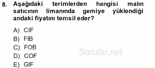 Uluslararası İktisat Politikası 2013 - 2014 Ara Sınavı 8.Soru