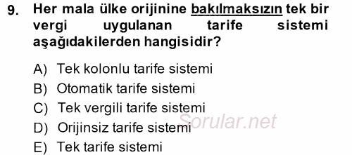 Uluslararası İktisat Politikası 2013 - 2014 Ara Sınavı 9.Soru