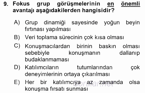 Müşteri İlişkileri Yönetimi 2017 - 2018 3 Ders Sınavı 9.Soru