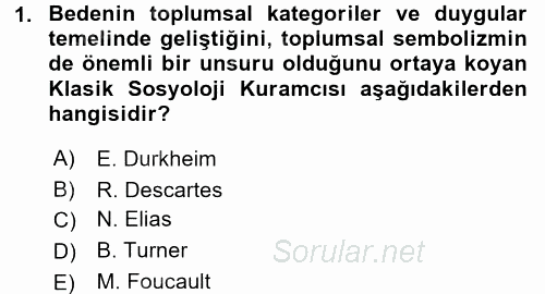 Toplumsal Cinsiyet Çalışmaları 2016 - 2017 Dönem Sonu Sınavı 1.Soru