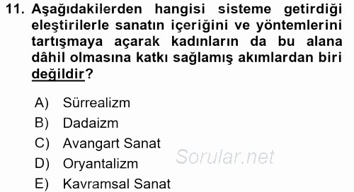 Toplumsal Cinsiyet Çalışmaları 2016 - 2017 Dönem Sonu Sınavı 11.Soru