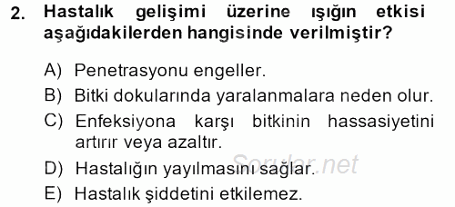 Fitopatoloji 2014 - 2015 Dönem Sonu Sınavı 2.Soru