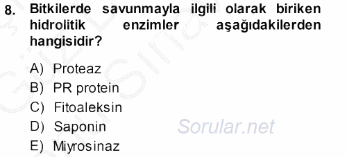 Fitopatoloji 2014 - 2015 Dönem Sonu Sınavı 8.Soru