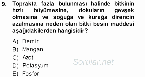 Fitopatoloji 2014 - 2015 Dönem Sonu Sınavı 9.Soru