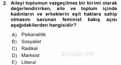 Anne Baba Eğitimi Ve Danışmanlık Hizmetleri 2016 - 2017 Ara Sınavı 2.Soru