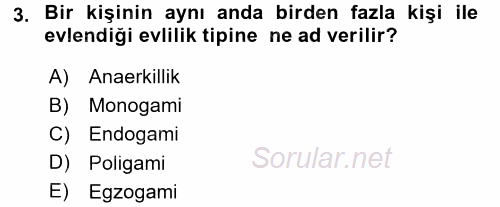 Anne Baba Eğitimi Ve Danışmanlık Hizmetleri 2016 - 2017 Ara Sınavı 3.Soru