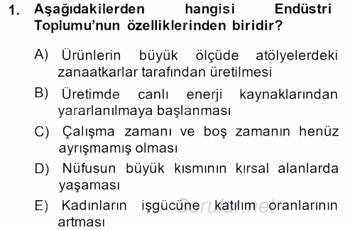 Klasik Sosyoloji Tarihi 2014 - 2015 Dönem Sonu Sınavı 1.Soru