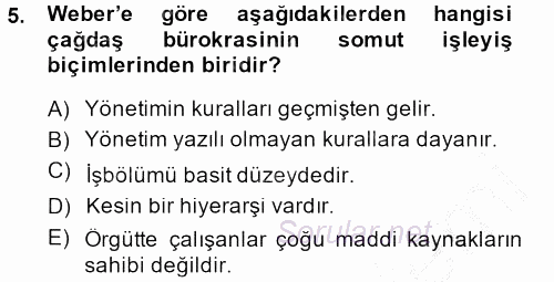 Klasik Sosyoloji Tarihi 2014 - 2015 Dönem Sonu Sınavı 5.Soru