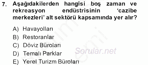Rekreasyon Yönetimi 2014 - 2015 Ara Sınavı 7.Soru