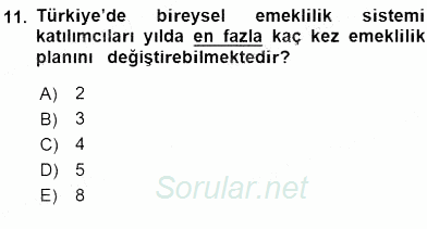 Bankacılık Hizmet Ürünleri 2015 - 2016 Dönem Sonu Sınavı 11.Soru