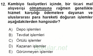 Bankacılık Hizmet Ürünleri 2015 - 2016 Dönem Sonu Sınavı 12.Soru