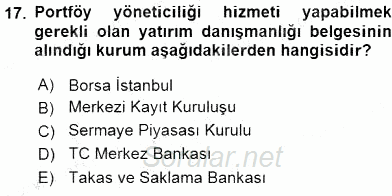 Bankacılık Hizmet Ürünleri 2015 - 2016 Dönem Sonu Sınavı 17.Soru