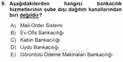 Bankacılık Hizmet Ürünleri 2015 - 2016 Dönem Sonu Sınavı 9.Soru