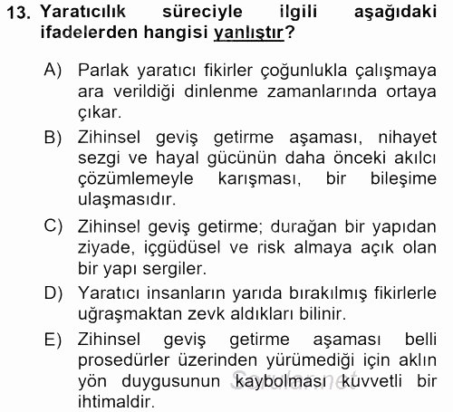 İş ve Yaşamda Motivasyon 2015 - 2016 Tek Ders Sınavı 13.Soru