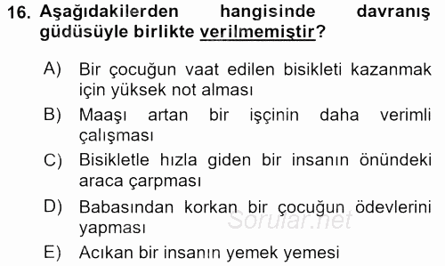 İş ve Yaşamda Motivasyon 2015 - 2016 Tek Ders Sınavı 16.Soru