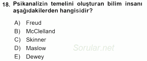 İş ve Yaşamda Motivasyon 2015 - 2016 Tek Ders Sınavı 18.Soru