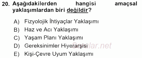 İş ve Yaşamda Motivasyon 2015 - 2016 Tek Ders Sınavı 20.Soru