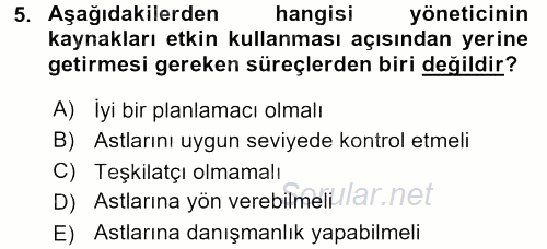 İş ve Yaşamda Motivasyon 2015 - 2016 Tek Ders Sınavı 5.Soru