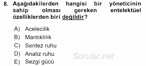 İş ve Yaşamda Motivasyon 2015 - 2016 Tek Ders Sınavı 8.Soru