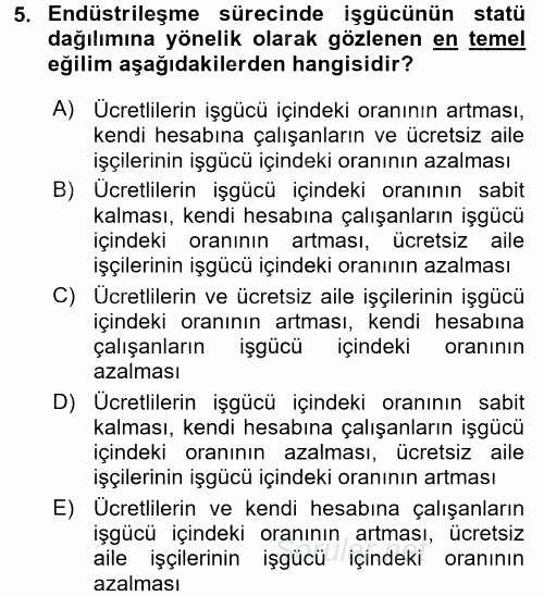 Çalışma İlişkileri Tarihi 2017 - 2018 Ara Sınavı 5.Soru