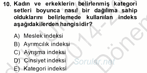 Çalışma Ekonomisi 2 2014 - 2015 Dönem Sonu Sınavı 10.Soru