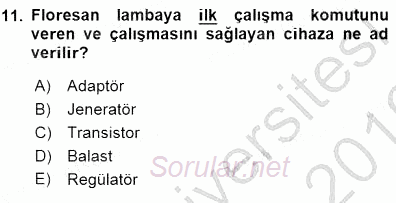 Enerji Tasarrufu 2015 - 2016 Dönem Sonu Sınavı 11.Soru