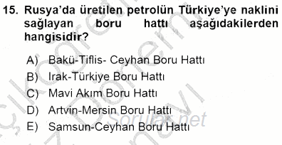 Enerji Tasarrufu 2015 - 2016 Dönem Sonu Sınavı 15.Soru