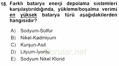 Enerji Tasarrufu 2015 - 2016 Dönem Sonu Sınavı 18.Soru