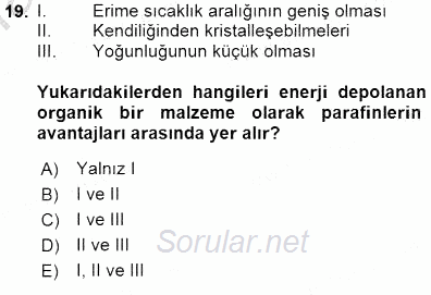 Enerji Tasarrufu 2015 - 2016 Dönem Sonu Sınavı 19.Soru