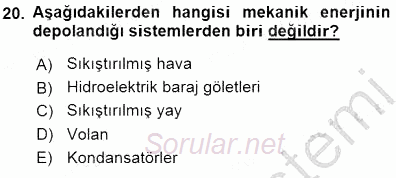 Enerji Tasarrufu 2015 - 2016 Dönem Sonu Sınavı 20.Soru