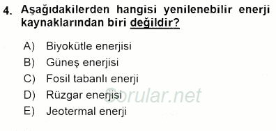 Enerji Tasarrufu 2015 - 2016 Dönem Sonu Sınavı 4.Soru