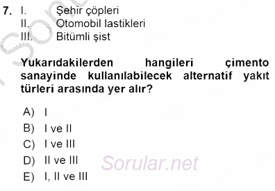 Enerji Tasarrufu 2015 - 2016 Dönem Sonu Sınavı 7.Soru
