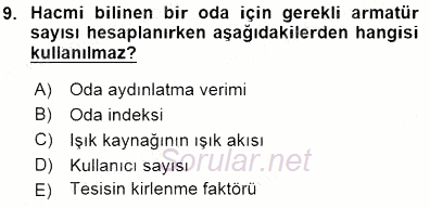 Enerji Tasarrufu 2015 - 2016 Dönem Sonu Sınavı 9.Soru