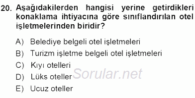 Genel Turizm Bilgisi 2013 - 2014 Ara Sınavı 20.Soru
