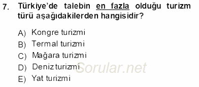 Genel Turizm Bilgisi 2013 - 2014 Ara Sınavı 7.Soru