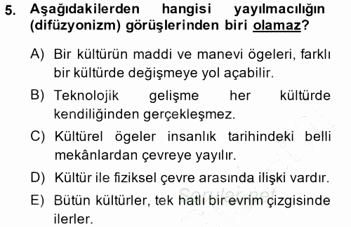 Kültür Sosyolojisi 2014 - 2015 Ara Sınavı 5.Soru