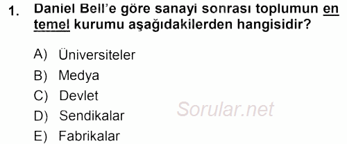 Çağdaş Sosyoloji Kuramları 2013 - 2014 Ara Sınavı 1.Soru