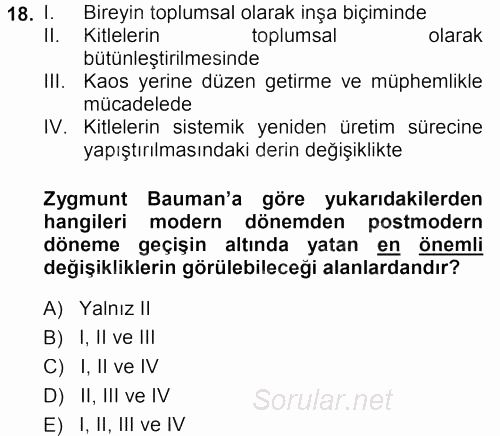 Çağdaş Sosyoloji Kuramları 2013 - 2014 Ara Sınavı 18.Soru