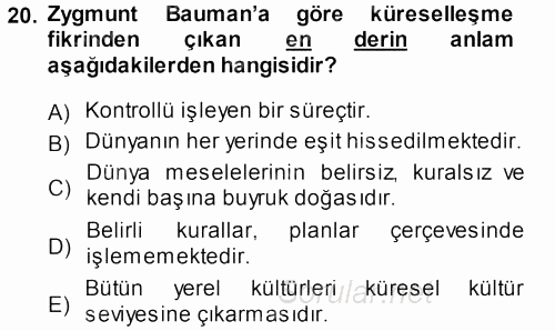 Çağdaş Sosyoloji Kuramları 2013 - 2014 Ara Sınavı 20.Soru