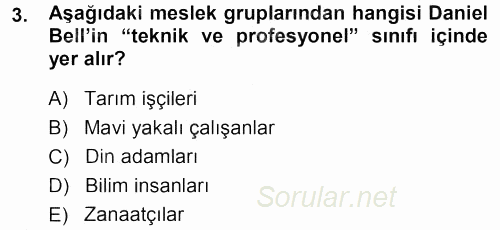 Çağdaş Sosyoloji Kuramları 2013 - 2014 Ara Sınavı 3.Soru