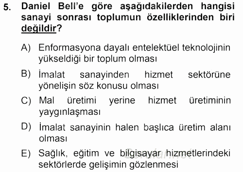 Çağdaş Sosyoloji Kuramları 2013 - 2014 Ara Sınavı 5.Soru