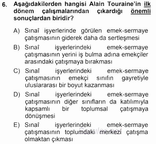 Çağdaş Sosyoloji Kuramları 2013 - 2014 Ara Sınavı 6.Soru