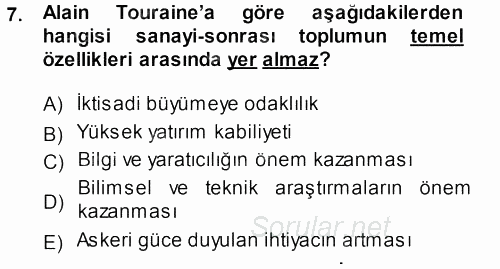 Çağdaş Sosyoloji Kuramları 2013 - 2014 Ara Sınavı 7.Soru