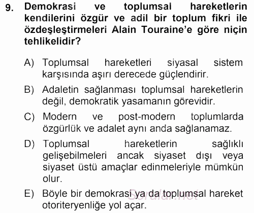 Çağdaş Sosyoloji Kuramları 2013 - 2014 Ara Sınavı 9.Soru