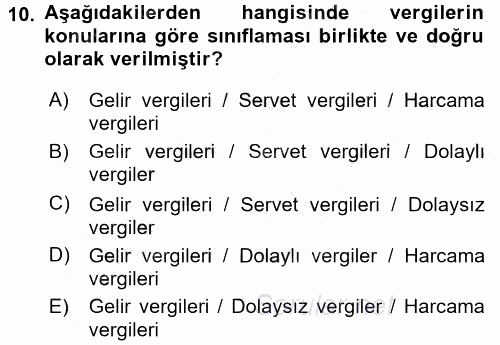 Vergi Teorisi 2016 - 2017 Ara Sınavı 10.Soru