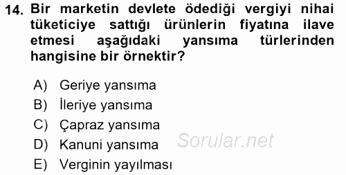 Vergi Teorisi 2016 - 2017 Ara Sınavı 14.Soru